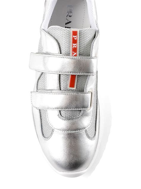 prada silver chunky trainers|Prada shoes.